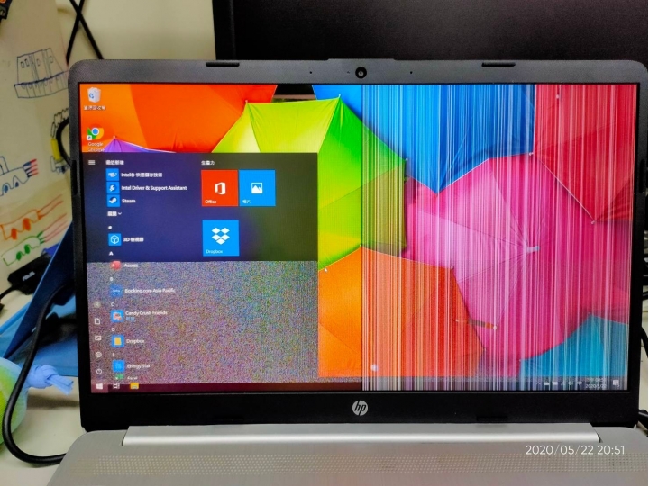 七日內。HP 15s-du1017TX 螢幕閃爍