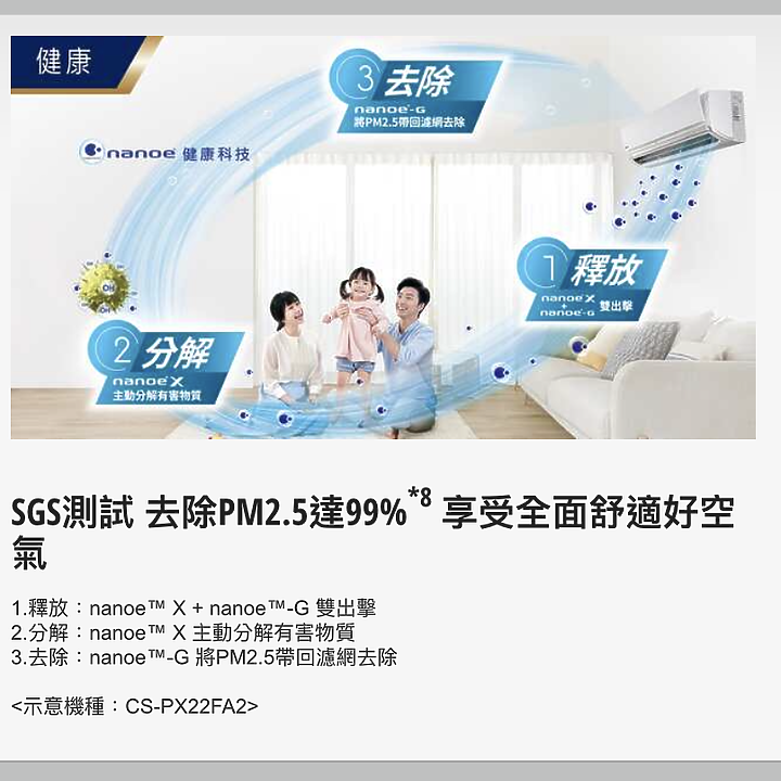 看完這篇讓你這夏不NG 「Panasonic PX頂級旗艦-分離式空調/冷氣」及「省電」、「健康」