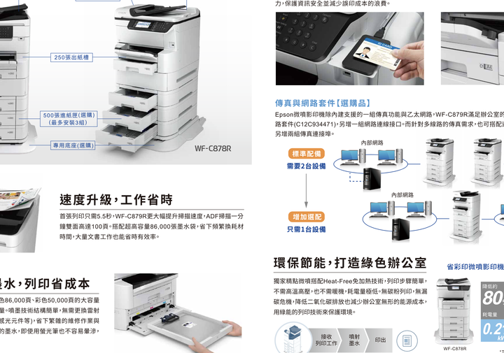 Epson WorkForce Pro WF-C879R 大型彩噴事務機實測 列印速度直追雷射印表機