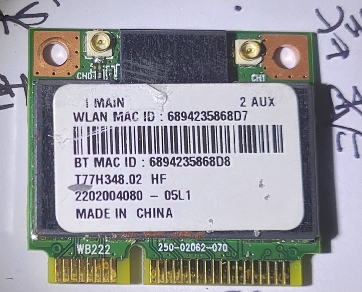 筆記型電腦mini PCI-E藍芽無線網卡，藍芽無作用