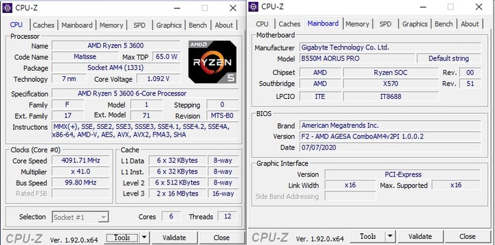技嘉B550M AORUS PRO + 3600開箱