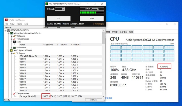 轉吧七彩散熱燈! 水冷套件降幾度?3900XT 超頻實測