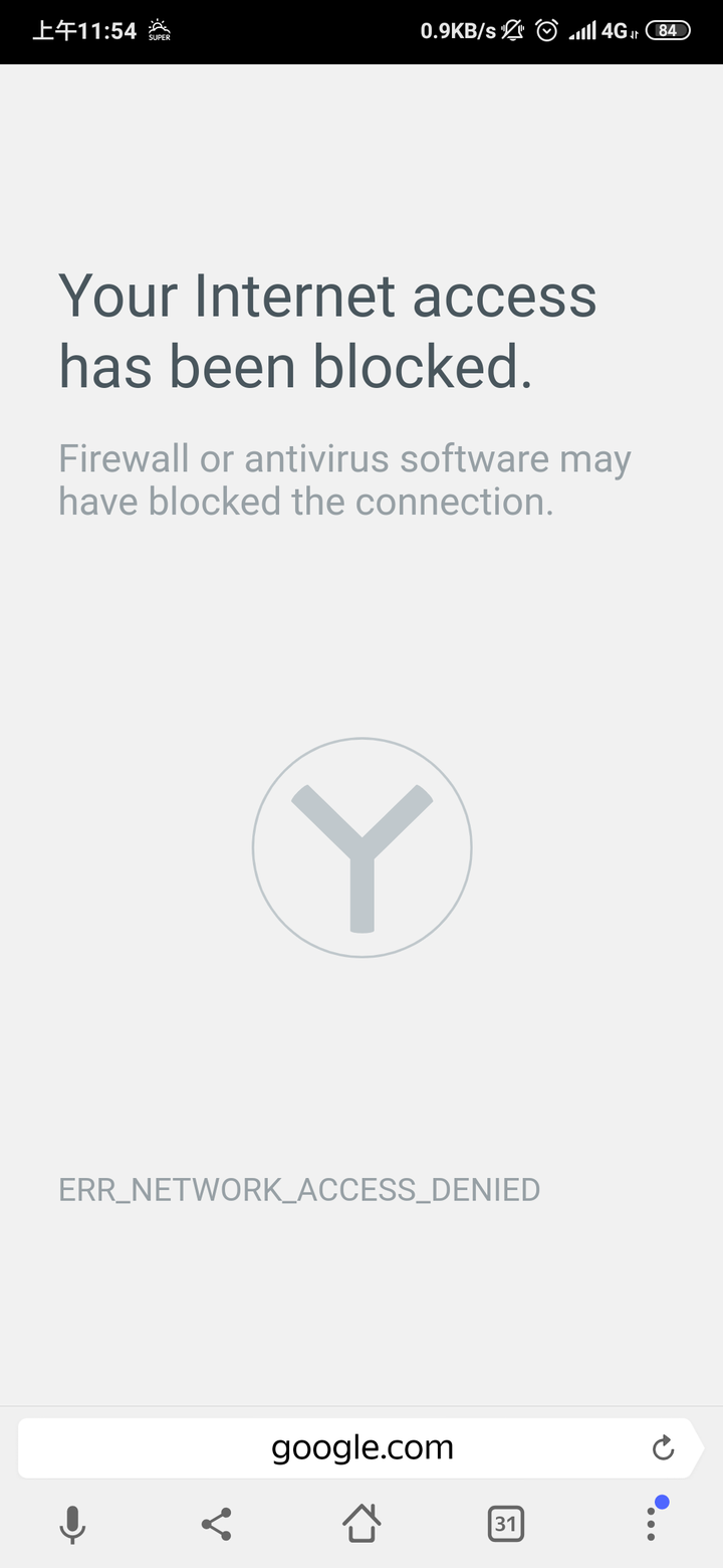 Yandex禁止連網?
