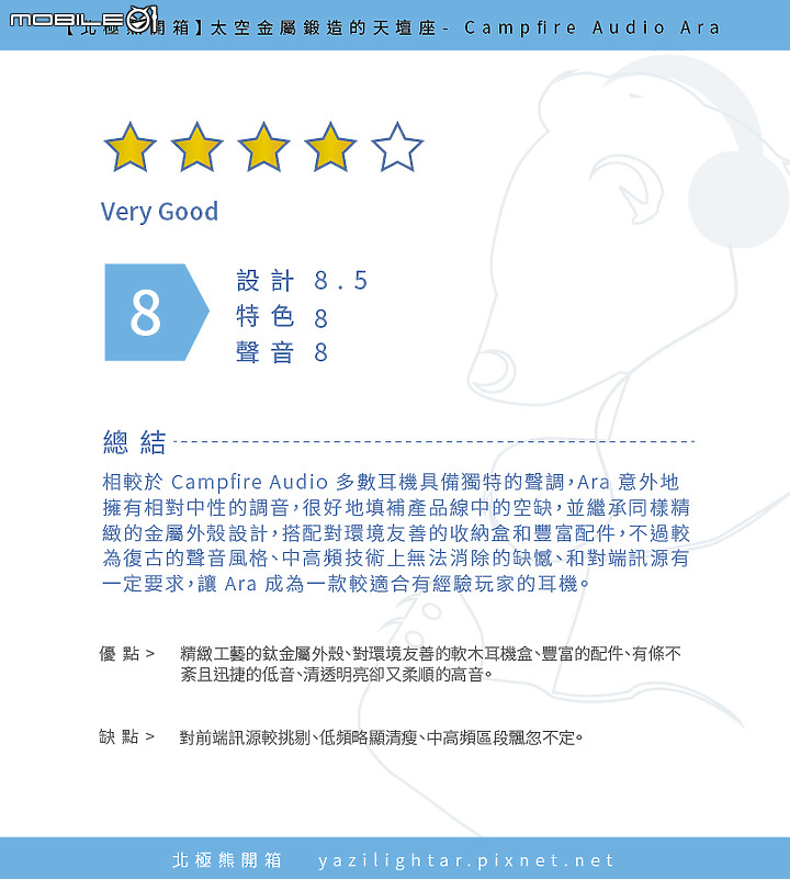 【北極熊開箱】太空金屬鍛造的天壇座- Campfire Audio Ara