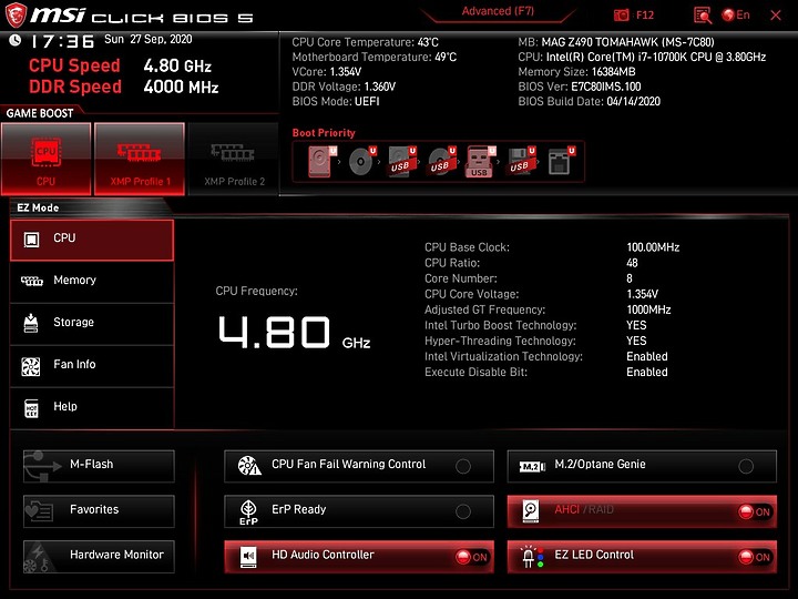 MSI Z490 Tomahawk + 10700k 上 5G 心得