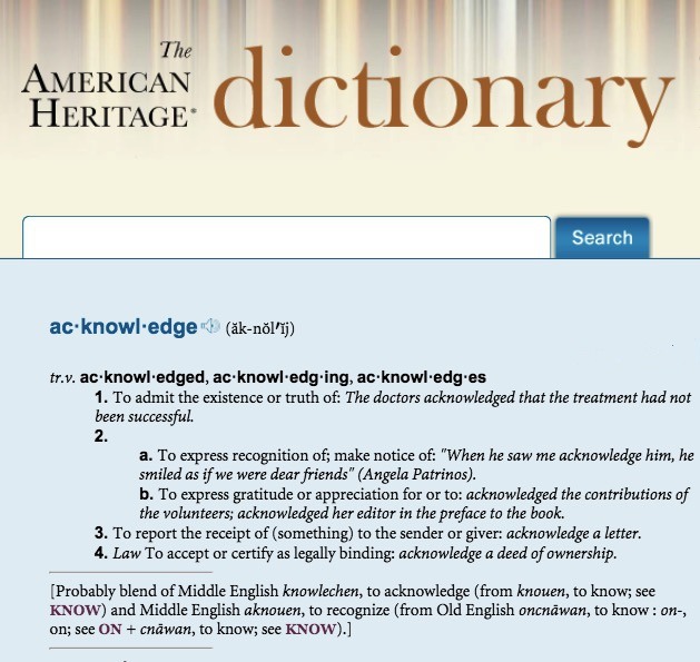 acknowledge就是承認的意思。