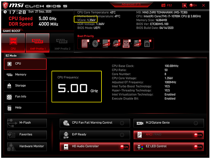 MSI Z490 Tomahawk + 10700k 上 5G 心得