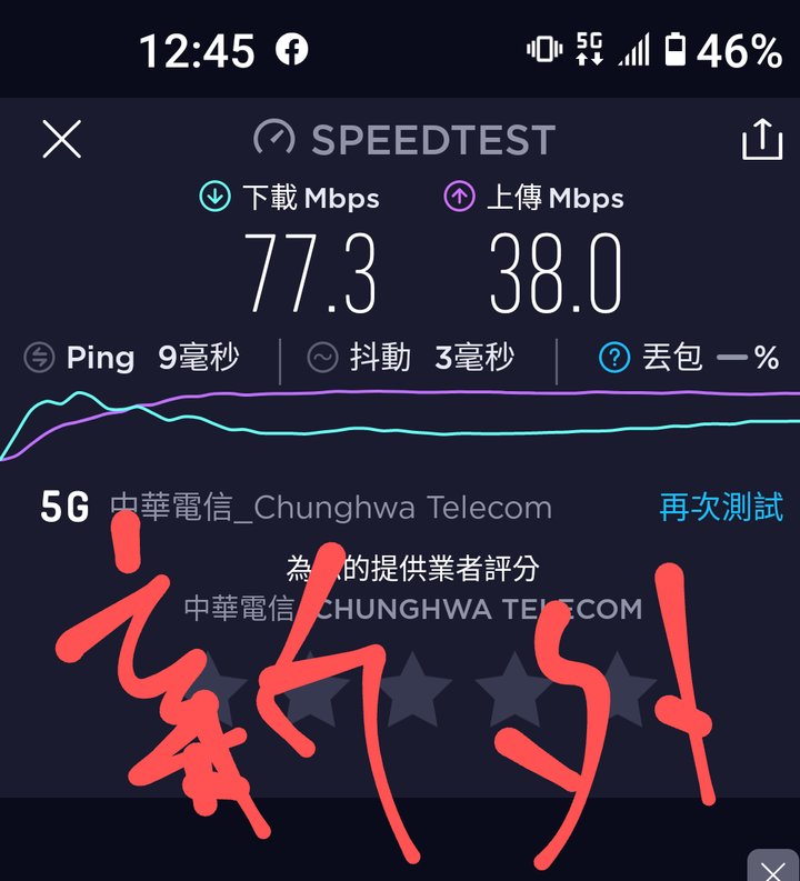 HTC U20 5G訊號speedtest測試紀錄