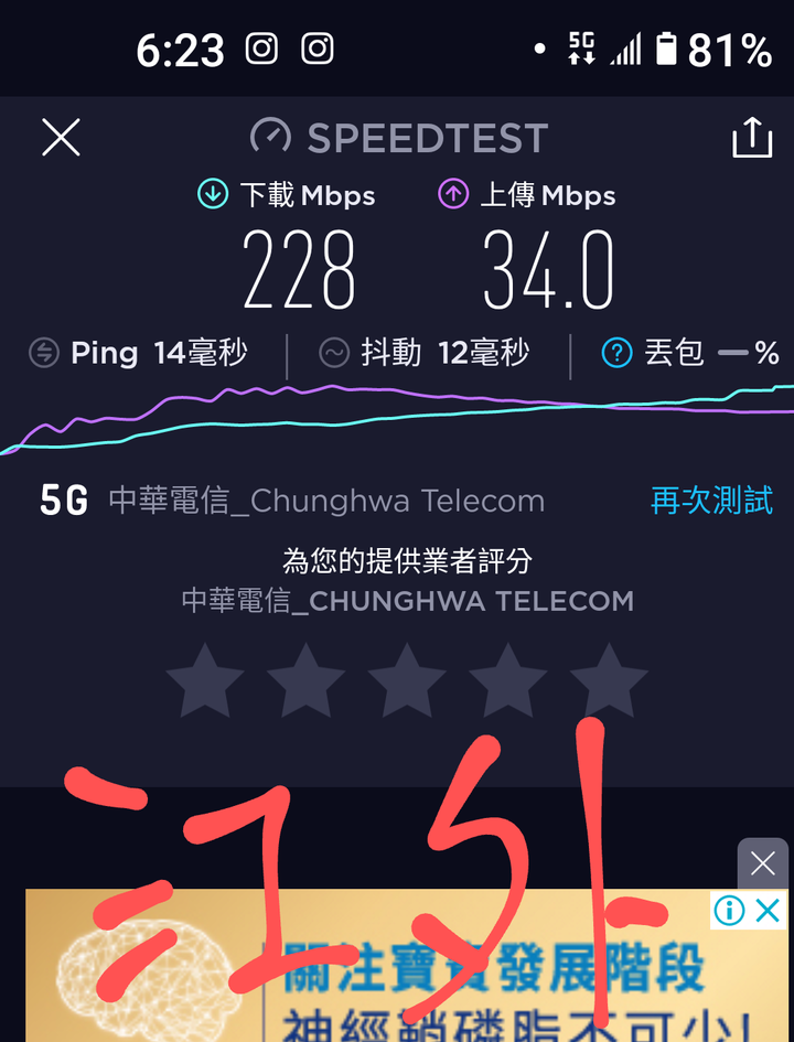 HTC U20 5G訊號speedtest測試紀錄