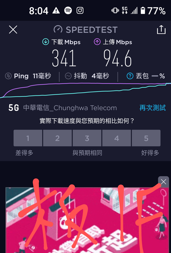 HTC U20 5G訊號speedtest測試紀錄