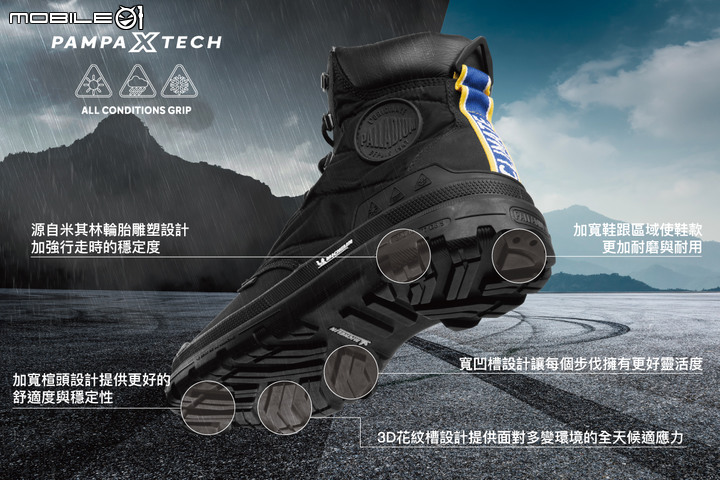 PALLADIUM x 米其林聯名款式軍靴登場 全球首雙導入米其林胎紋科技的PAMPA X TECH大底!