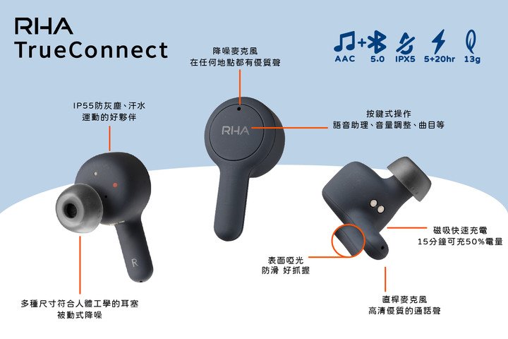 點我看大圖 英國好聲音RHA TrueConnect 真無線藍牙耳機開箱
