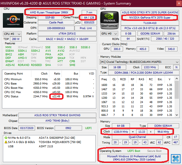 AMD Ryzen Threadripper 3990X 64-Core Processor 超頻測試分享