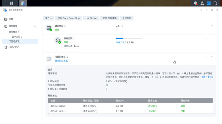 點我看大圖 Synology DS1621xs+ 開箱及 DSM 7.0 體驗分享