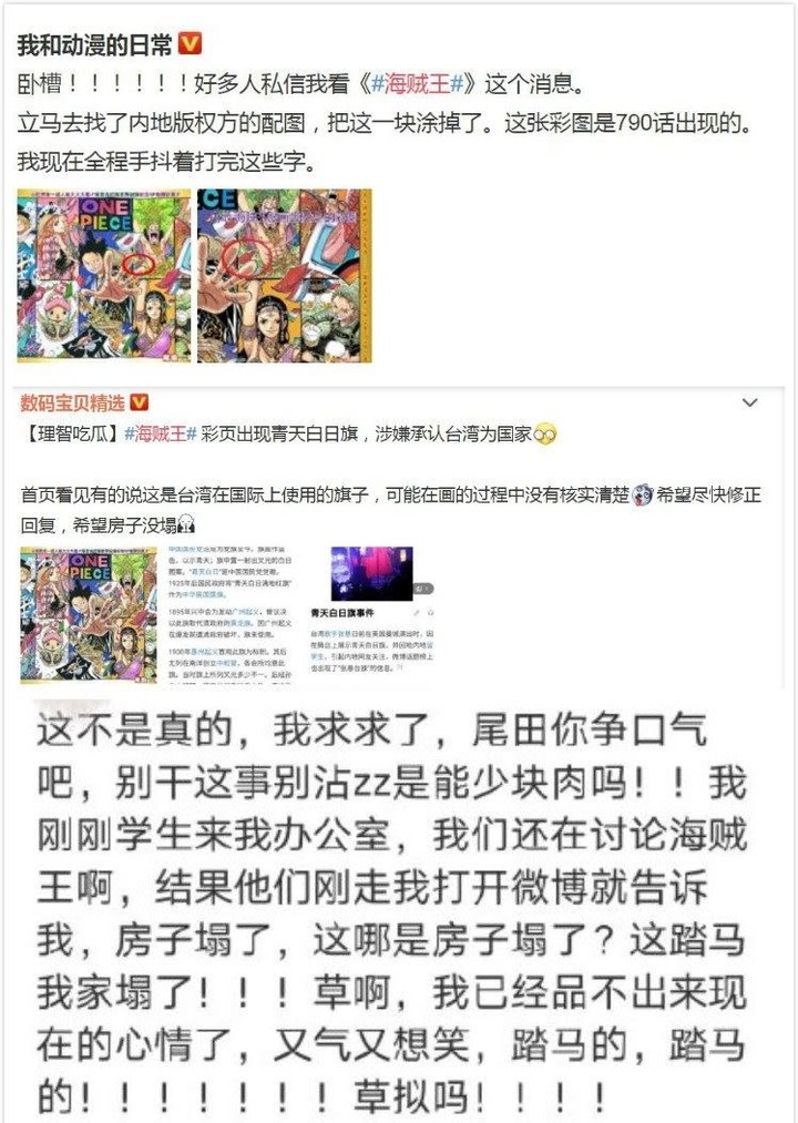 海賊王作者支持台獨?中國粉看「2個國旗並列」崩潰求解釋