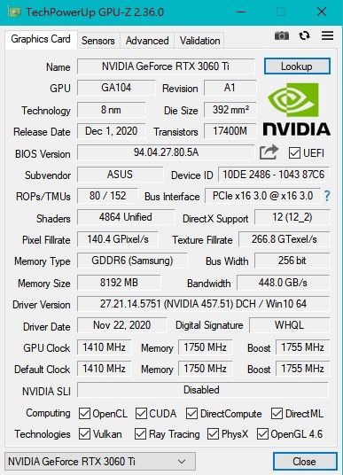 ASUS TUF-RTX3060TI-O8G-GAMING 風扇運轉疑問
