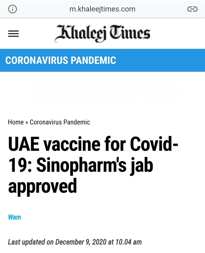 阿联酋正式批准国药集团Covid19疫苗了,有效率86%