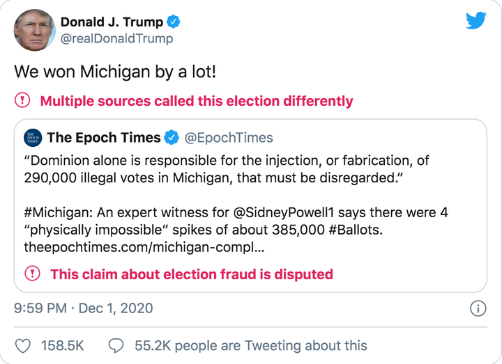 揭大選舞弊 川普轉推大紀元與新唐人報導