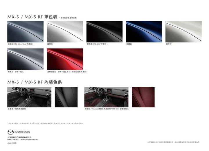 【國內新訊】Mazda 2022年式 MX-5 開始接單,新增酒紅色軟頂 / 酒韻紅內裝及座椅之「Red Top」車型!