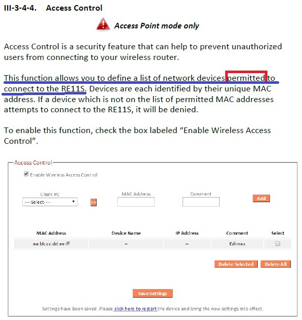 訊舟RE11S把MAC Address過濾白名單做成黑名單，我是該笑還是該哭？