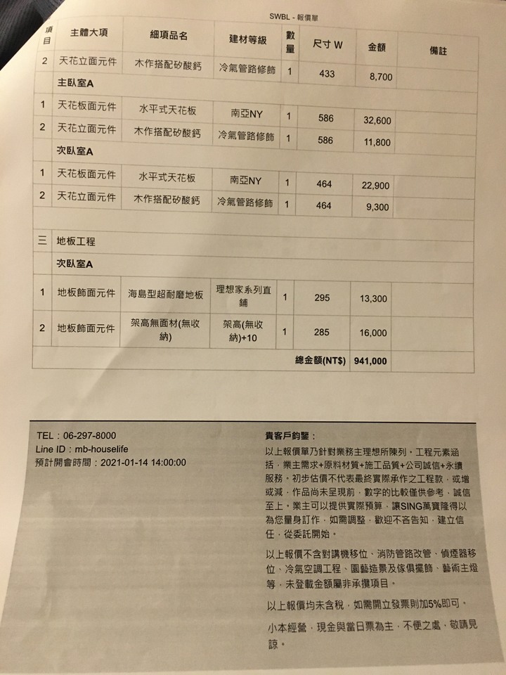 請問報價單合理嗎？這是初步的報價單