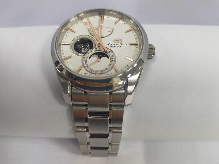 ORIENT STAR 東方之星 Moon Phase系列 半鏤空月相錶 鋼帶款 白色 - 41mm