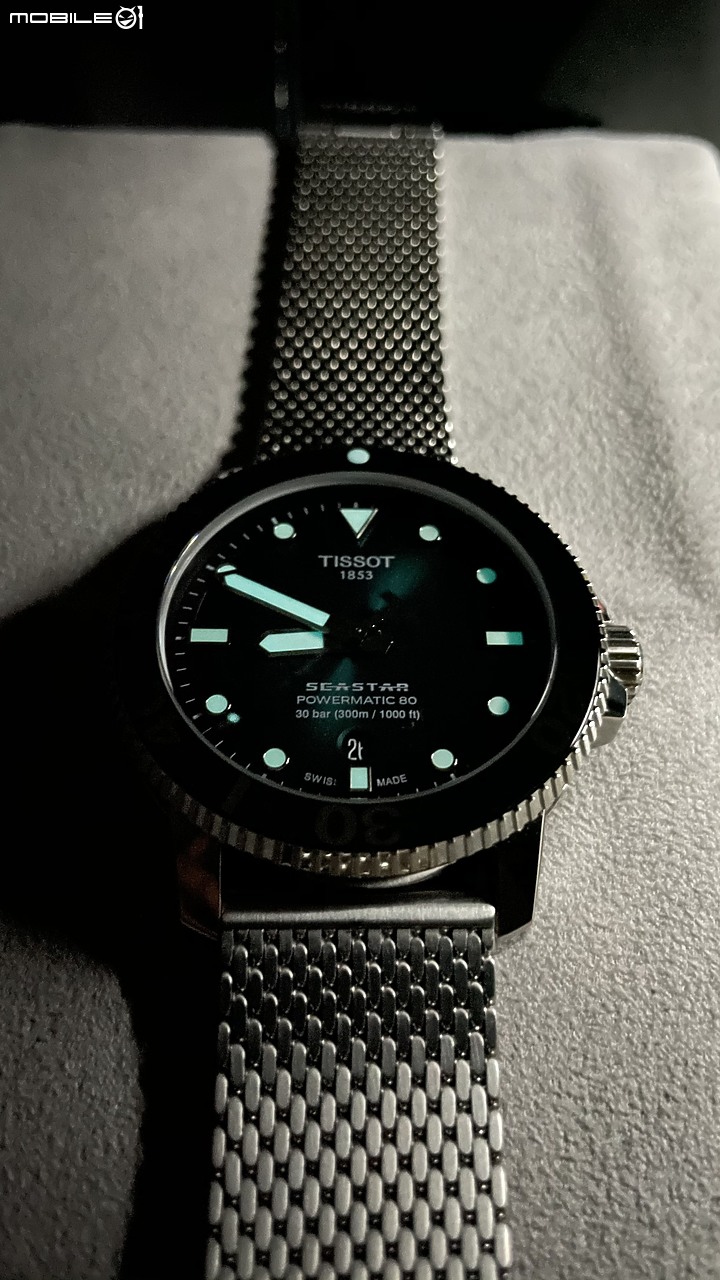 第一支機械錶 Tissot seastar1000 米蘭漸層綠