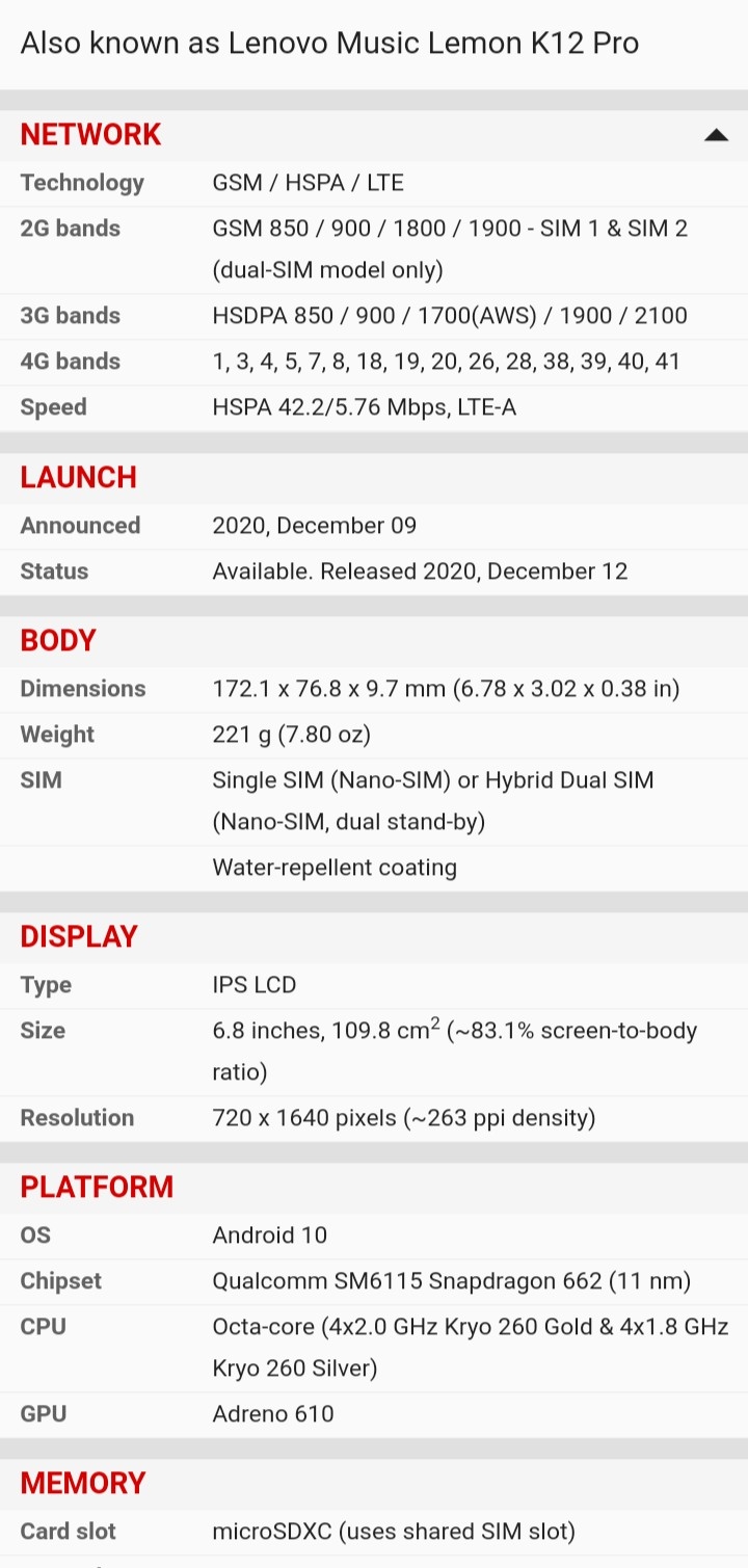 Lenovo K12 Pro 有支援台灣4G ca