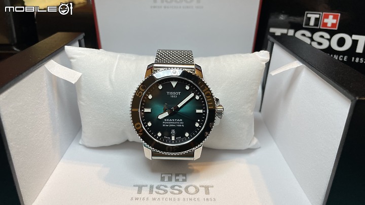第一支機械錶 Tissot seastar1000 米蘭漸層綠