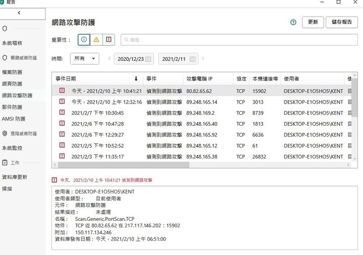 Windows10防火牆已將連入設定全部封鎖 防毒依然顯示有被網路攻擊