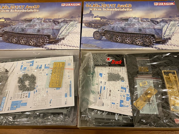 點我看大圖 德軍半履帶車模型開箱(sd.kfz.251 ausf.d w/2 cm schwebelafette)