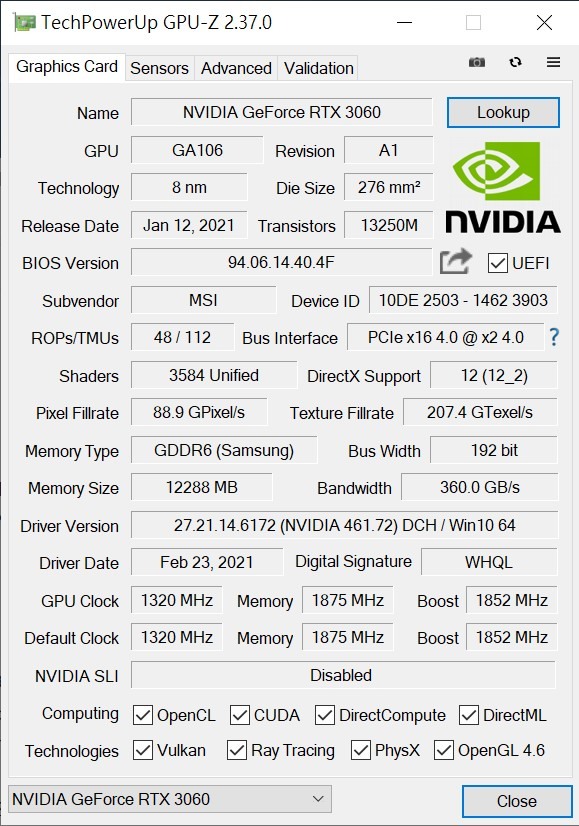 1080p遊戲效能裝機選擇 Zotac RTX 3060 AMP White Edition/MSI RTX 3060 Gaming X TRIO 實測