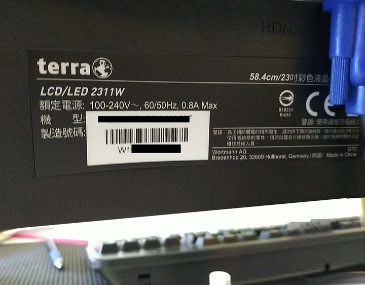[開箱] TERRA新的面板螢幕LED 2311W