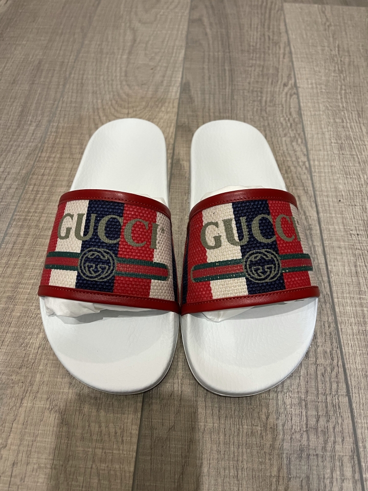 「開箱」Gucci logo Sylvie slide sandal