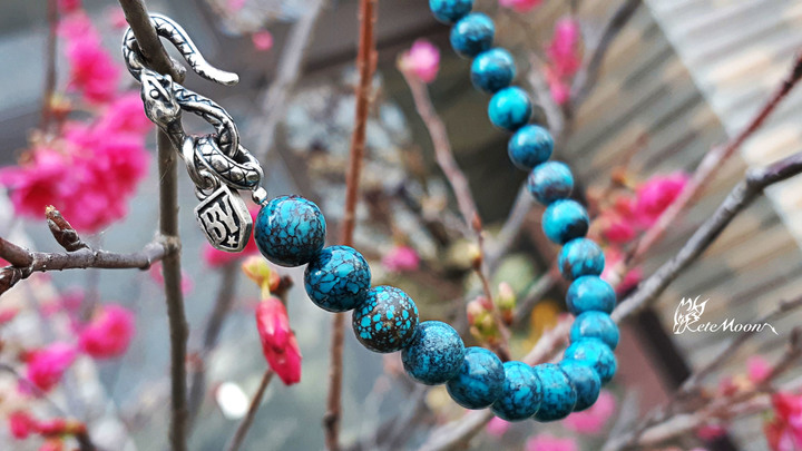 點我看大圖 Black Venom Jewelry X 2 Abnormal Sides-8mm綠松石蛇扣手鍊