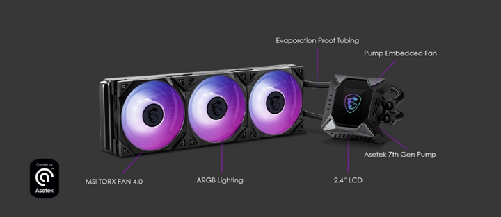 MSI 推出 MPG CORELIQUID K 系列一體式水冷散熱器 水冷頭內建風扇強化處理器散熱
