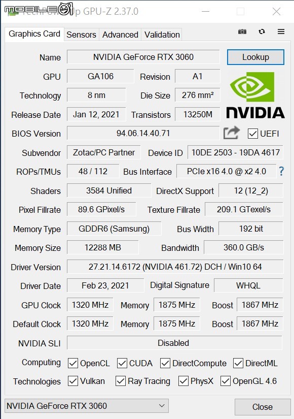 1080p遊戲效能裝機選擇 Zotac RTX 3060 AMP White Edition/MSI RTX 3060 Gaming X TRIO 實測