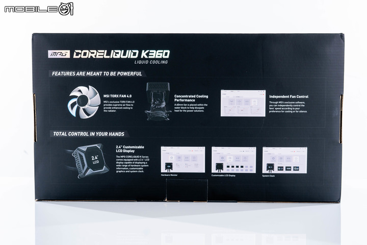 MSI MPG CORELIQUID K360 AIO 水冷散熱器開箱實測 水冷頭風扇加持提高散熱力