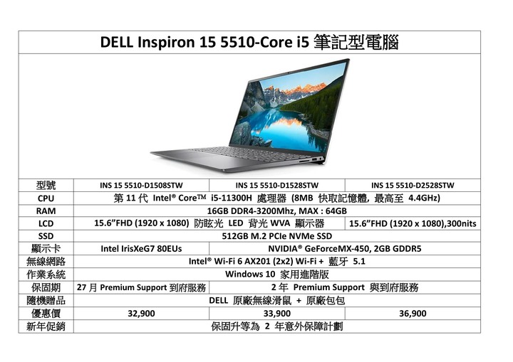 【DELL 家用系列】DELL Inspiron 14 / 15 系列規格更新, 包括 AMD Ryzen 5000 系列及 Intel 11th-35W 處理器機種