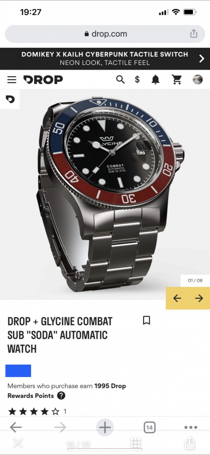 「開箱」DROP + GLYCINE combat sub “SODA” Special Edition watch