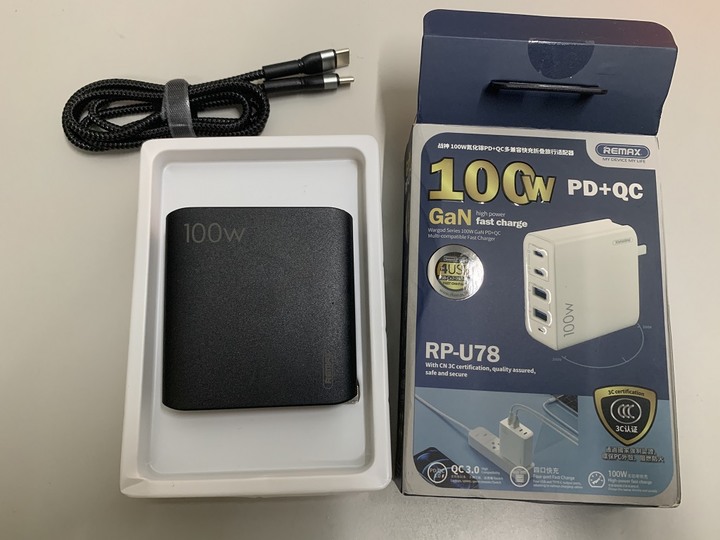 【開箱】REMAX RP-U78 戰神100W GaN 氮化鎵(2 USB-A/2 USB-C埠)