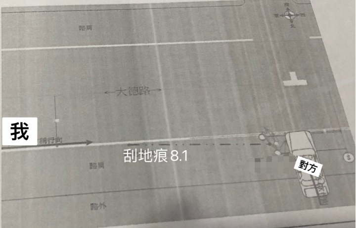 因為驚嚇煞車打滑撞到對方