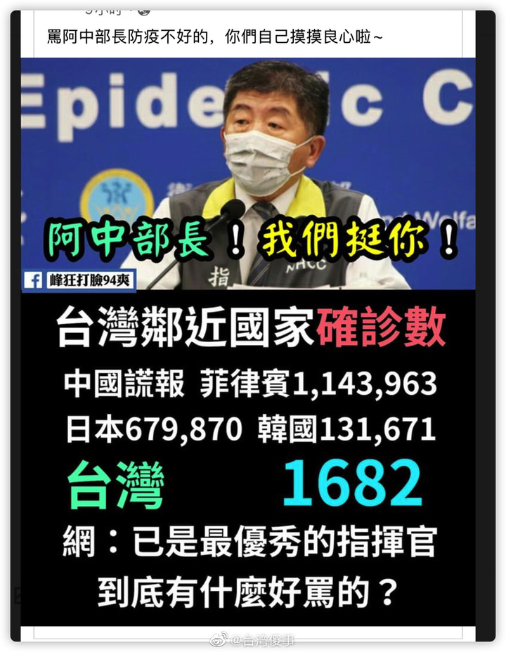 那些說台灣防疫不好的 摸摸良心啦！