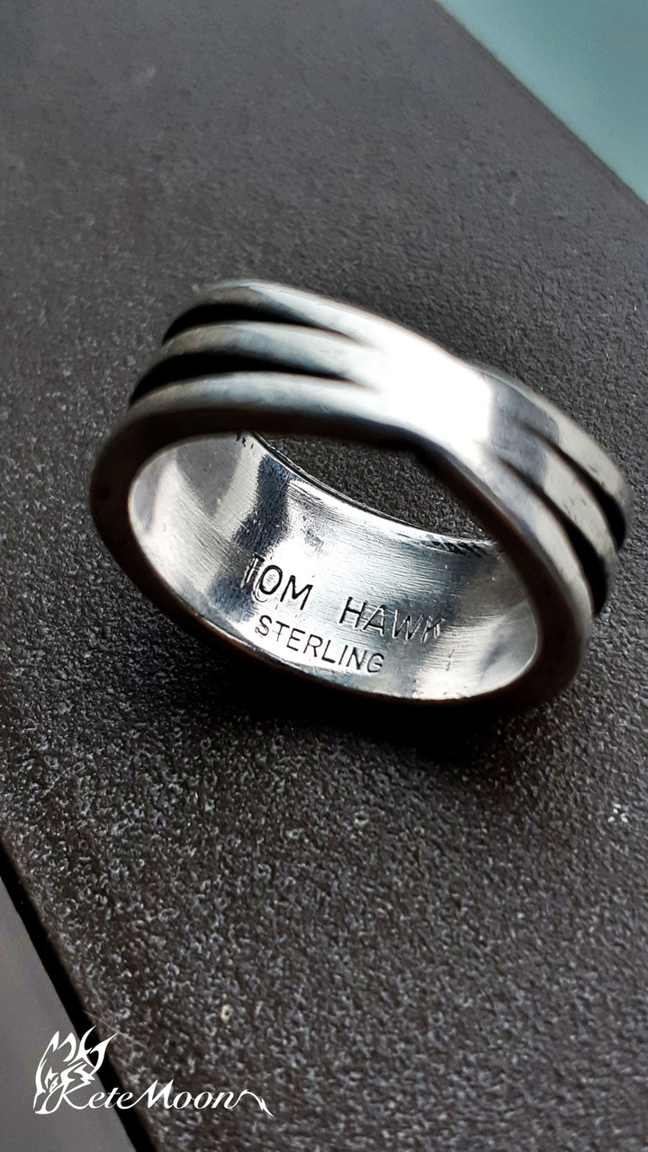 Tom Hawk-Navajo雙溝銀戒
