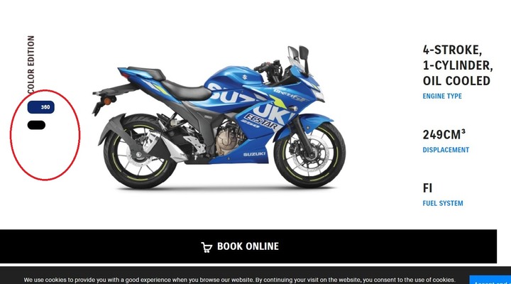 印度官網GIXXER SF250 剩下GP藍和黑色!!!(台鈴6/1發表 顏色確認