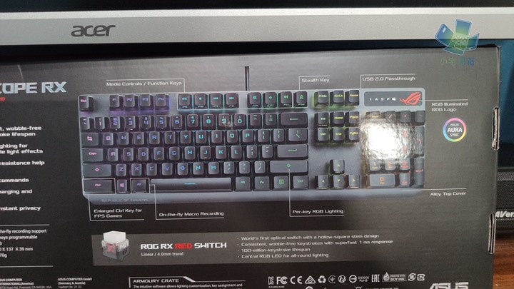 【小宅開箱】ASUS ROG Strix Scope RX 光學機械電競鍵盤開箱，極致的按鍵手感及防水防塵設計打造耐用