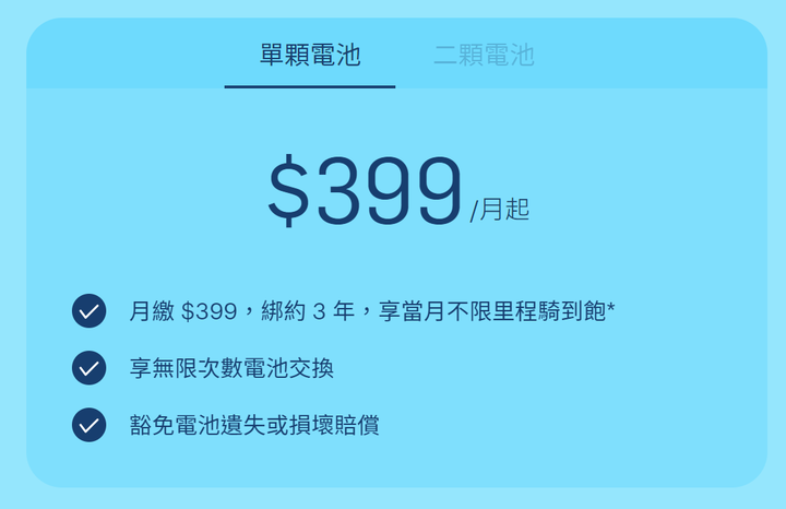 電動機車"單顆電池"，吃到飽方案399元/月，這樣划算嗎???