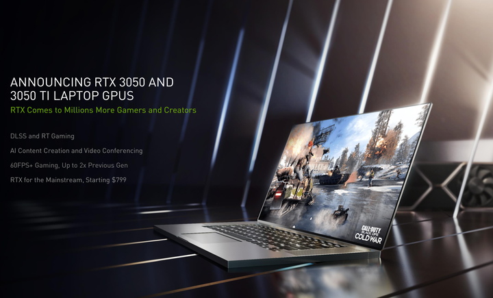 NVIDIA 推出 RTX 3050/3050 Ti 筆電 GPU 在主流價格帶提供高效顯示性能