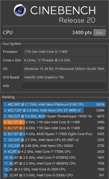 Intel第十一代Rocket Lake Core i5-11400簡測
