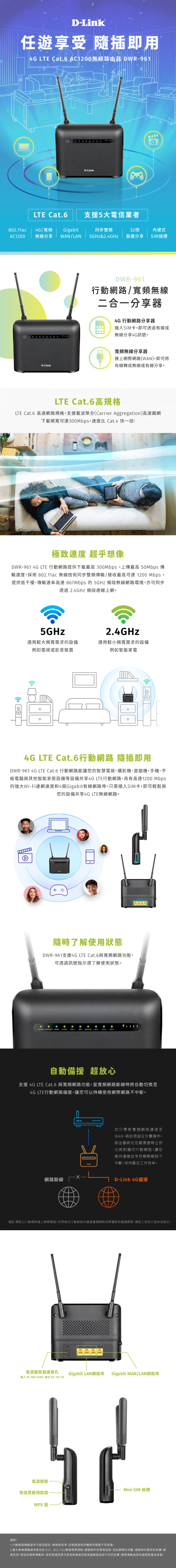 【開箱】D-Link DWR-961 4G LTE Cat. 6 AC1200無線路由器 安裝、測速